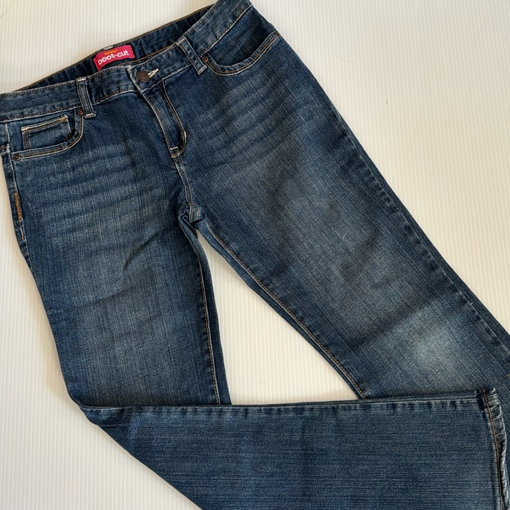 Old Navy bootcut blue jeans.  Girls size 12 plus